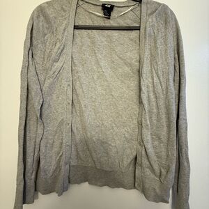 H&M Gray Cardigan Sweater Lightweight Knit